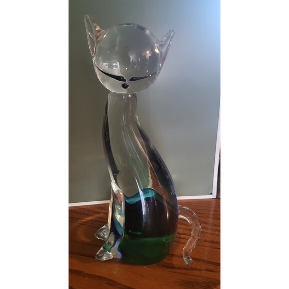 Murano Glass -Felix the Cute Kitten in Aquamarine Murano Glass - Picture 4 of 7